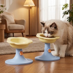 Comedero Ergonómico Elevado para Gatos, Tazón Ajustable con Diseño de Flor para Mascotas, Plato Inclinado para Alimentación de <span class=keywords><strong>Perros</strong></span>, Comedero Antivómito con Protector de Cuello - Product Image 2
