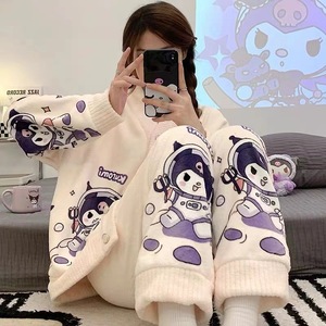 Ensemble de <span class=keywords><strong>pyjama</strong></span> en <span class=keywords><strong>polaire</strong></span> corail pour femmes, automne-hiver, col kimono avec poches, doux, moelleux, chaud, vêtements de <span class=keywords><strong>d</strong></span>étente pour l'<span class=keywords><strong>intérieur</strong></span> et l'extérieur - Product Image 1