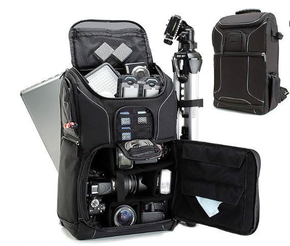 Free Sample USA Gear DSLR Camera Backpack Case - 15.6 inch Laptop Compartment, Padded Custom Dividers, Tripod Holder, Rain Cover