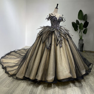 Elegant <b>Black</b> Beading Sequins 2024 <b>Plus</b> <b>Size</b> Ball Gown Party <b>Dresses</b> Women <b>Wedding</b> <b>Dress</b> Wm01 - Product Image 2