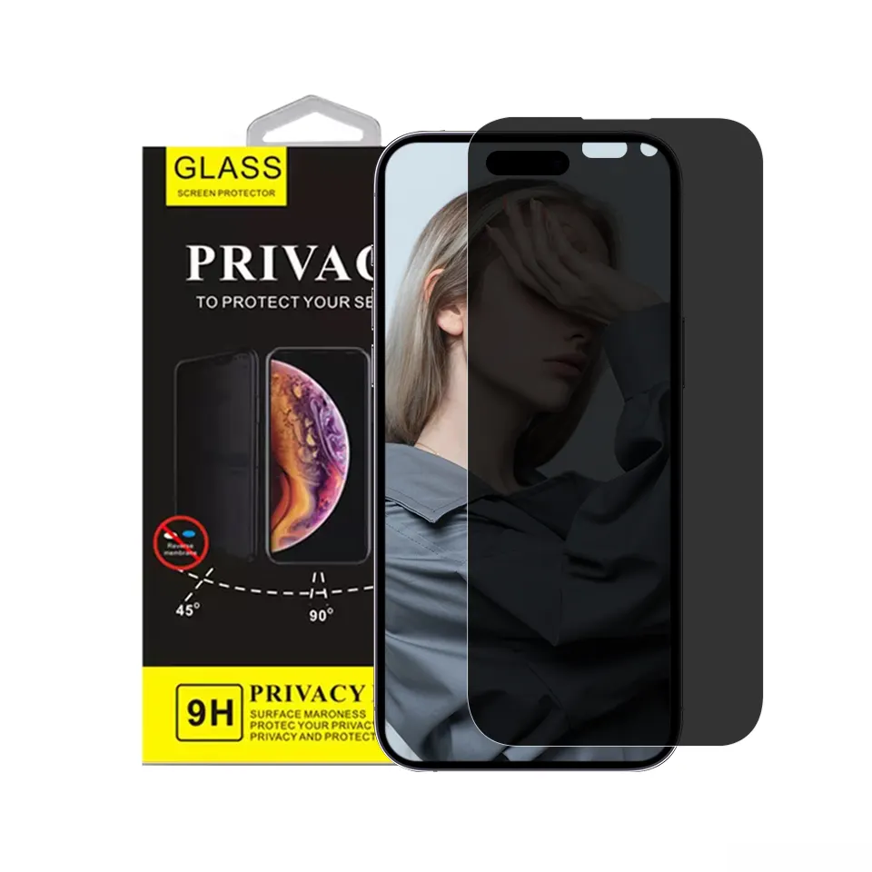 IPhone 14 15 Pro Max Plus에 대한 고품질 9H 안티 스파이 개인 정보 보호 강화 유리 화면 보호 필름