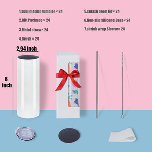 Vasos Térmicos de Acero Inoxidable para Sublimación con Popote en Stock Almacén EE. UU. Blancos 20oz Rectos y Delgados para Sublimar - Product Image 2