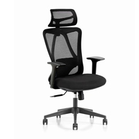 Chaise de bureau ergonomique moderne du fabricant avec appui-tête et accoudoirs réglables, en tissu confortable, chaise pivotante pour personnel
