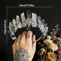 Serre-tête en Agate Naturelle avec Couronne de Cristal et Têtes de Lune, Accessoire Tendance pour Femmes, Nouveau Design, Fait Main de Qualité Supérieure