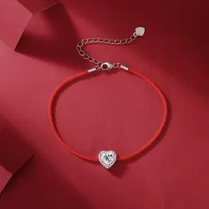 Hot Sale S925 Silver moissanite Bracelet Love shaped Hand Rope New Valentine's Day Source D color VVS1 Wholesale