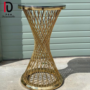 Gold Stainless Steel <strong>Glass</strong> Top Dining <strong>Coffee</strong> High Wedding bar <strong>Table</strong> for Event Party - Product Image 4