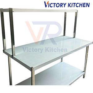 VCT Heavy-Duty Stainless Steel Condiment Bar 2-Layer <b>Worktable</b> Top Shelf with 300KG Capacity - Product Image 4
