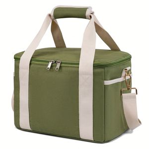 Bolsa Térmica Porta Alimentos, Ecológica, Impermeable, de Lona Verde, para Almacenamiento de Frutas, Portátil - Product Image 2
