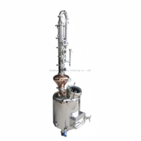 Kit de Distillation d'Alcool Portable Mini - Matériel de Cuisson en Acier Inoxydable - Colonne de Reflux à Dôme en Cuivre Multi-Fenêtres - Capacité de 10 à 2000 L