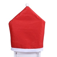 Housse de chaise de Noël en tissu non tissé rouge écologique en gros, décoration de chaise de salle à manger de Noël pour la maison et le restaurant