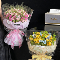 Buket bunga mewah bergaya Korea, buket bunga mewah bungkus hadiah kertas kaca tidak dilapisi bahan busa EVA