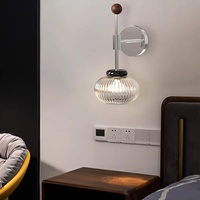 Lampe suspendue de chevet de chambre à coucher en bois de noyer style vintage, lampe de table créative de designer avec cordon suspendu en verre protectrice pour les yeux