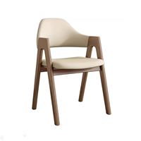 Sillón Moderno de Madera Maciza con Tapicería de Cuero - Silla de Comedor Multiusos para el Hogar y Uso Comercial
