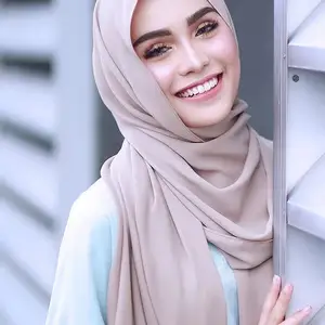 Model Chiffon Bergelembung Warna Polos untuk Wanita, Hijab Sifon Polos dengan Gelembung untuk Wanita