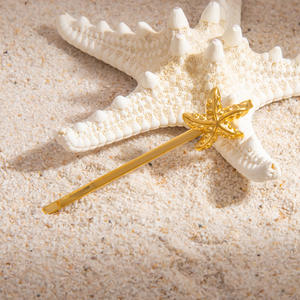 Pinza para el pelo de estilo europeo-americano con concha de oro de 18K, serie Océano, con perlas y diseño de una sola pieza, accesorio para el cabello transfronterizo - Product Image 2