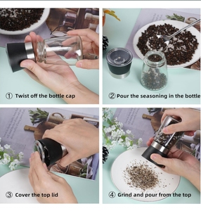 Pot à épices <span class=keywords><strong>en</strong></span> <span class=keywords><strong>verre</strong></span> lisse de 180 ml, certifié FDA CE LFGB, pour la cuisine et la restauration, hermétique, résistant à l'humidité, <span class=keywords><strong>avec</strong></span> couvercle doseur. - Product Image 4