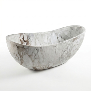 อ่างอาบน้ำรูปวงรีสั่งทำพิเศษสุดหรูหราทันสมัย หินอ่อน Arabescato Corchia แบบตั้งพื้น สำหรับแช่ตัวในห้องน้ำ วิลล่า โรงแรม บ้าน - Product Image 1