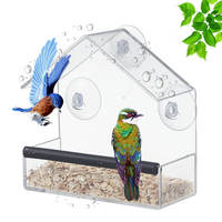 Mangeoire à oiseaux de fenêtre à ventouses en acrylique transparent, mangeoire suspendue pour oiseaux sauvages, attrape-graines transparent