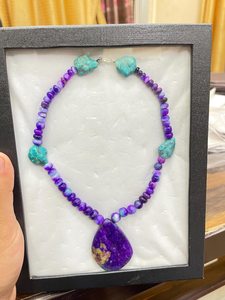 Collier de perles en Sugilite et Turquoise d'Arizona, pierres précieuses rares de la mine Wessels (356 ct), prix de gros pour la fabrication de bijoux - Product Image 3