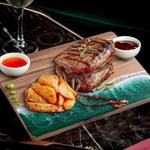 <span class=keywords><strong>Planche</strong></span> à découper en résine YINHAO avec logo personnalisé, motif vague verte, <span class=keywords><strong>planche</strong></span> à fromage et charcuterie, <span class=keywords><strong>planche</strong></span> de préparation des repas en résine et bois pour la cuisine - Product Image 5