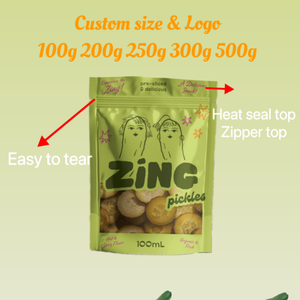 Logotipo de impresión personalizado Plástico Stand up Grado alimenticio Resellable Pepino agrio Encurtidos Verduras picantes Conservar Encurtidos Kimchi Bolsas - Product Image 2