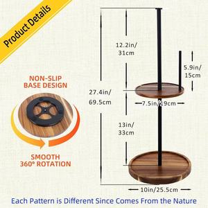 Double Layer Rotating Wooden Spice Rack <b>Kitchen</b> Countertop <b>Paper</b> Towel Holder Iron Wood Multi Function Storage Rack - Product Image 4