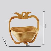 Corbeille à fruits en bambou en forme de pomme, multifonctionnelle, pliable, avec plateau de service et planche à découper pour la cuisine et la décoration de la maison