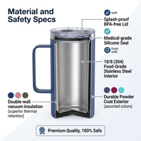 Gobelet isotherme en acier inoxydable de 24 oz avec poignée, bouteille d'eau personnalisée, thermos à double paroi sous vide, tasse à café