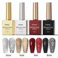 LOGO Vernis à ongles en gel super réfléchissant classique 4 couleurs or argent noir rouge Disco Vernis à ongles en gel réfléchissant Design unique