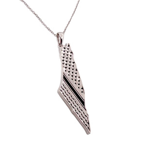 New Arrival Classic Trendy 18K Gold Plated Rhinestone Crystal Kufia Necklace Stainless Steel Link <strong>Map</strong> Jewelry for <strong>Gift</strong> - Product Image 2