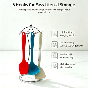 Premium Stylish 6-Hooks <strong>Kitchen</strong> Tool <strong>Carousel</strong>, Space-Saving Wire Utensil Hanging Stand for Restaurant and Family Use - Product Image 3