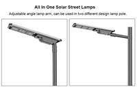 Lampadaire solaire LED tout-en-un 50W/60W IP65 (conception intégrée) avec batterie LiFePO4 et panneau solaire monocristallin, garantie 3 ans