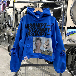 Felpa con Cappuccio Oversize Personalizzata di Alta Qualità, Effetto Sbiadito e Lavaggio Acido, Stampa DTG, Fodera in Raso, Taglio Crop - Product Image 1