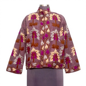 Handmade Embossed Embroidered Cotrise Jacket Mandarin Collar Vintage Design Eco-Friendly Quick Dry Breathable Cotton Lined All - Product Image 1