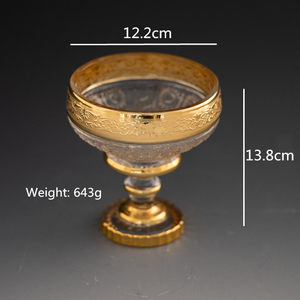 Frutero <span class=keywords><strong>de</strong></span> Cristal Dorado Estilo Árabe con Base - Product Image 3