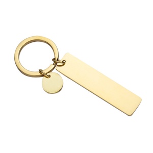 Wholesale Round Charms Customized logo Rectangle Blank Pendant Stainless Steel Keychain - Product Image 2