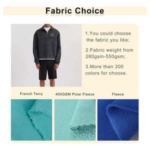 Sweat à Capuche Demi-Zip Brodé Personnalisé Polaire Poids Lourd Surdimensionné Workout Plaine Pull Patchwork Quarter Zip Sweatshirt pour Hommes - Product Image 2