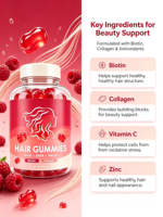 Bonbons gélifiés sans gluten pour la beauté, multivitamines, collagène, biotine pour la croissance saine des cheveux, la peau et les ongles des adultes, 100% végétalien, naturel