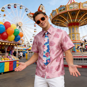 Disfraz de Cosplay de Nick Wilde de Zootopia, Conjunto de Camisa Rosa, Pantalones, Corbata, Diadema y Gafas, Unisex para Adultos, Primavera 2026 - Product Image 1