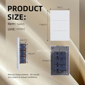 <span class=keywords><strong>3</strong></span>-fach Drucktastenschalter 1-Weg Einfacher Sensorschalter Amerikanischer Standard Kunststoff Vollplatte 10A Weiß Schwarz Grau Gold - Product Image 3