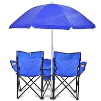 Chaises de camp de plage pliantes et inclinables à double siège portable pour l'extérieur Chaise double pour balcon de parc de plage avec parapluie