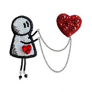 Broche Hecho a Mano, Pendientes de Cuentas Morados de Moda para Mujer, Nuevos Pendientes de Broche de Ángel para Fiesta de Novia, Nuevos Labios de Cuentas a la Moda - Product Image 3