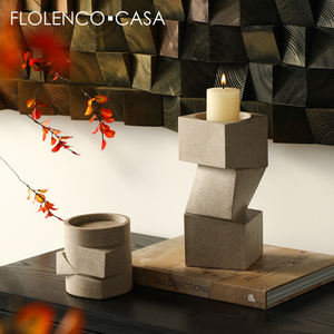 Vente en gros Moulin à pierre moderne Bougeoir de table en résine écologique fait à la main Bougeoir pour décoration de Noël - Product Image 1