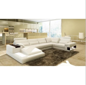 Ensemble de canapés personnalisés en usine canapé d'angle en cuir italien avec table basse canapés de salon - Product Image 2