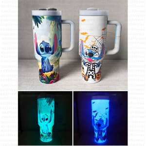 Phát sáng trong bóng tối Halloween cơn ác mộng trước khi giáng sinh cách nhiệt Tumbler chân không Flask thép không gỉ sáng cup với rơm - Product Image 6