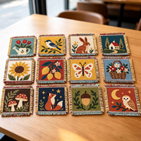 Sous-verres tapisserie tissés sur mesure, tapis décoratifs en tissu pour tasses à café, accessoires de table à manger et collections de cadeaux