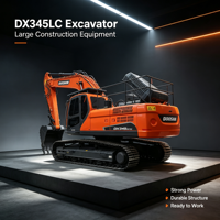 Excavatrice Doosan DX345LC-9C de 35 tonnes pour travaux miniers et de carrière, moteur DE12TIA 187 kW 255 ch, d'occasion, à vendre en gros