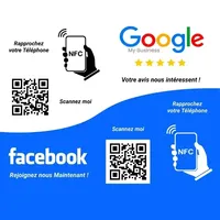 Plaque d'affichage en acrylique pour carte de membre avec RFID NFC Tap & Scan Code QR 13,56 MHz pour les réseaux sociaux Google Review