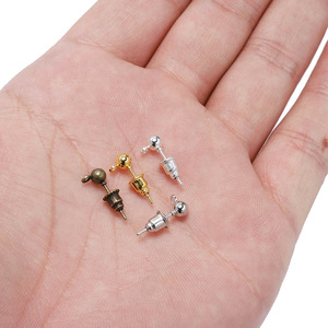 <b>Earrings</b> Findings With Ball Studs And <b>Backs</b> Silver <b>Gold</b> Antique Bronze Rhodium Plated For <b>Earring</b> Making 80-110 Characters - Product Image 5