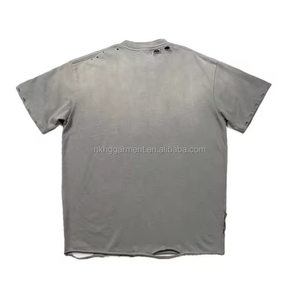 T-shirt col rond personnalisé OEM&ODM 300 g/m² effet vieilli, imprimé DTG, t-shirt épais vieilli pour homme - Product Image 2